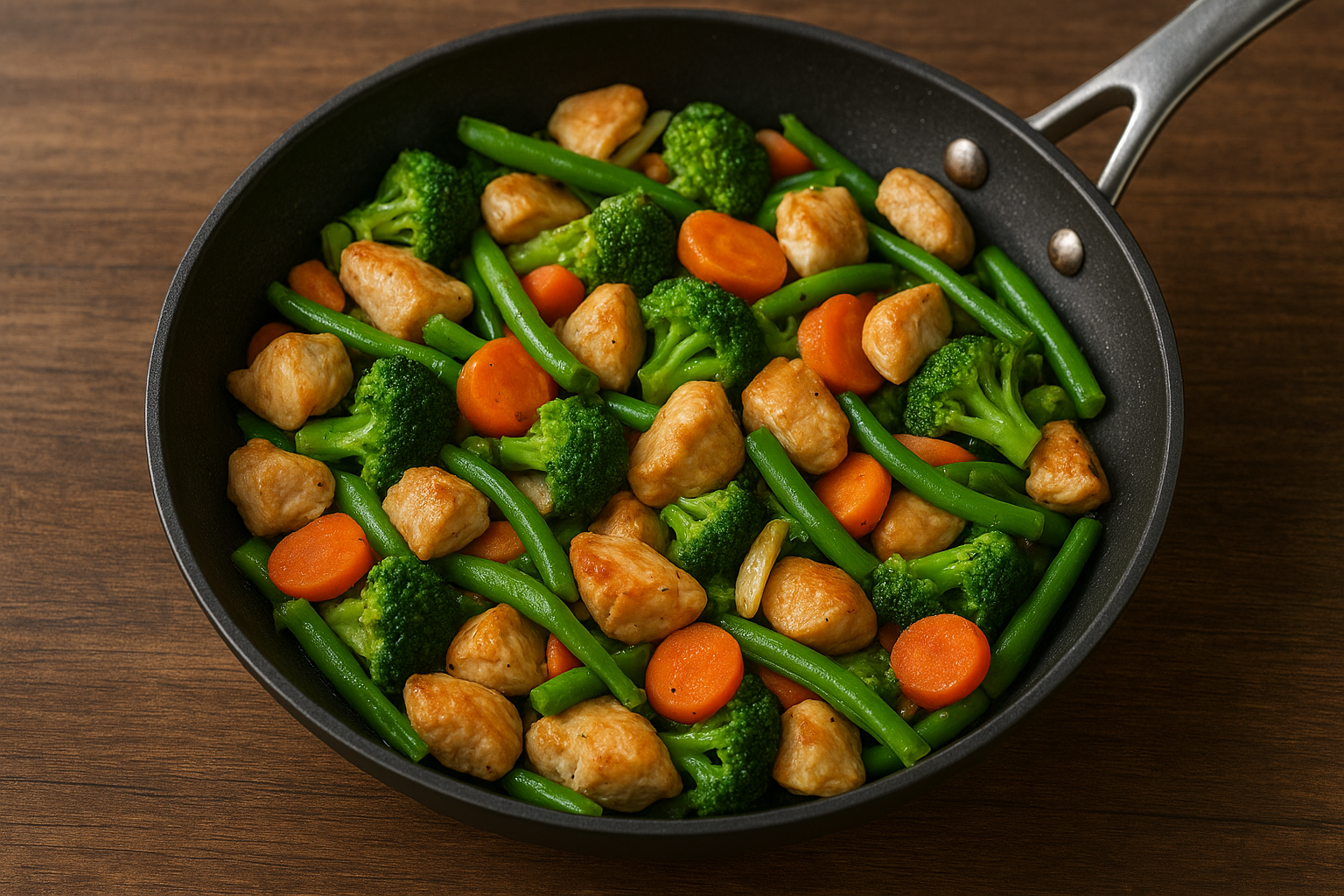 خضار سوتيه بالدجاج والصويا صوص (طبق صحي في 20 دقيقة)