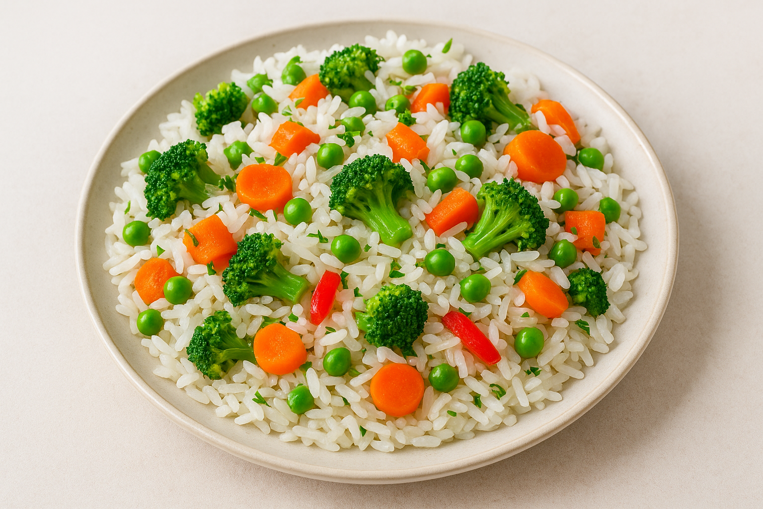 أرز أبيض بالخضار السوتيه (طبق جانبي صحي في 20 دقيقة)
