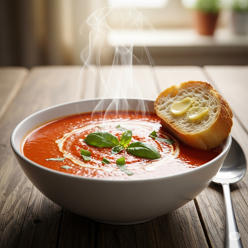 شوربة طماطم إيطالية (بالبصل والريحان والكريمة)