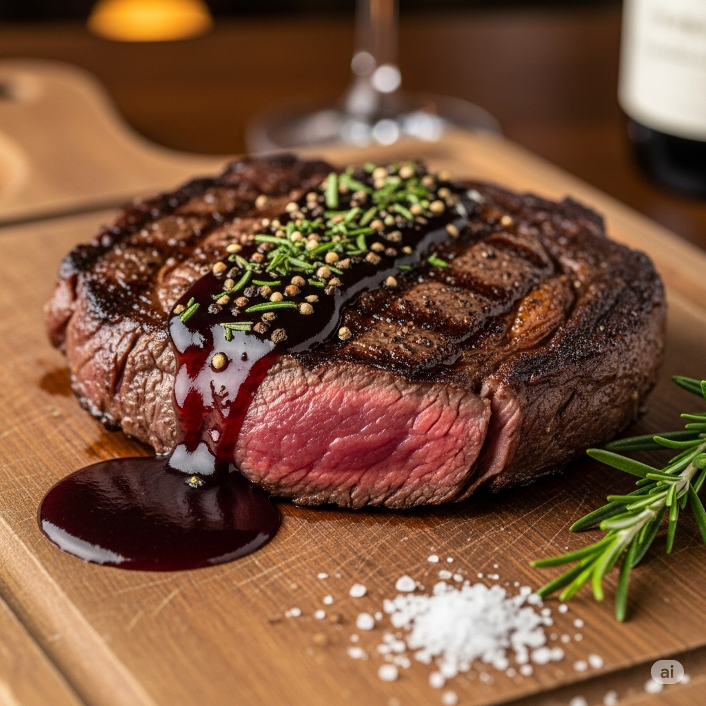 ستيك لحم بصوص الفطر (عصير ولذيذ)