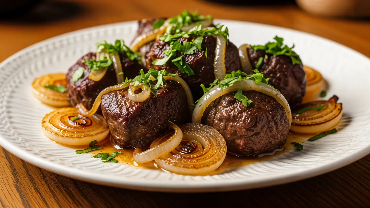 لحمة مشوية مع البصل (وصفة بسيطة)