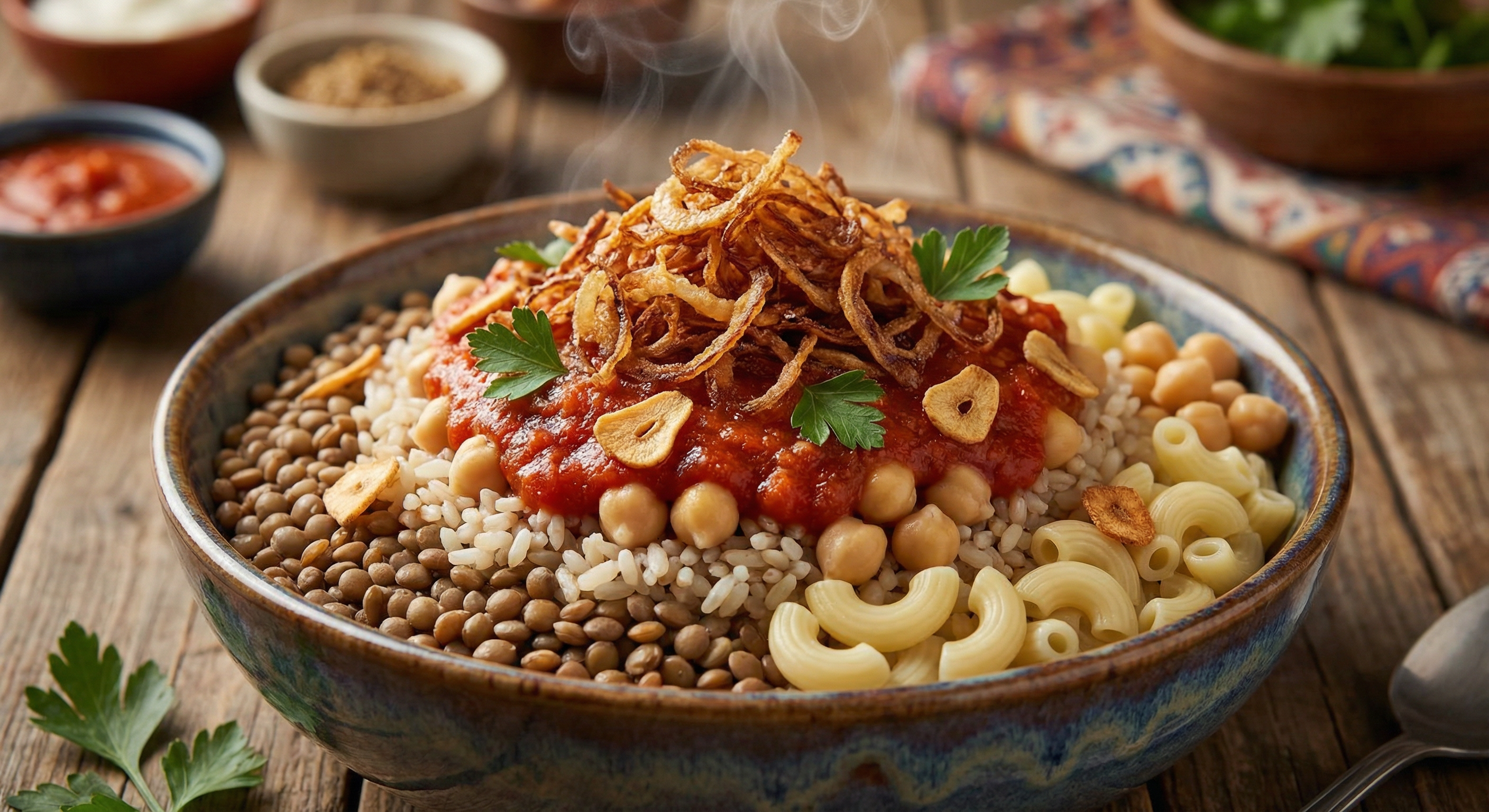 طريقة عمل الكشري المصري الأصيل – أشهر أطباق الشارع المصري